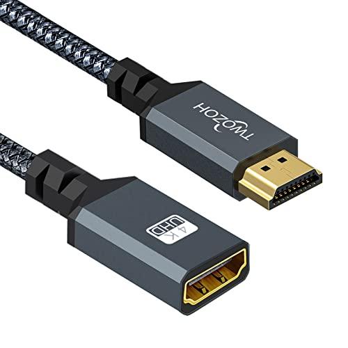 Twozoh Cavo di prolunga HDMI, da maschio a femmina, prolunga in nylon intrecciato, cavo adattatore HDMI 2.0, supporto 4K a 60 Hz, 3D HDR (2 m)