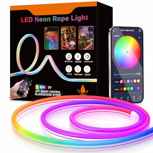 Aurevita Striscia Neon LED RGB-IC 10m USB con Controllo Bluetooth e Sincronizzazione Musicale