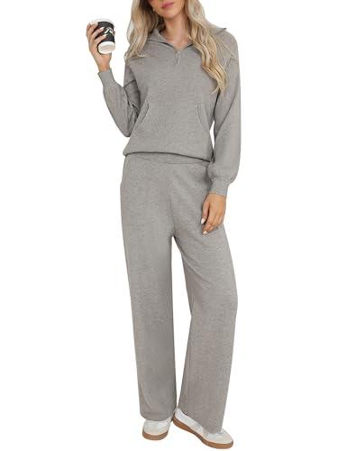 Totatuit Tuta Donna Completo 2 Pezzi Mezza Zip, Tuta da Ginnastica Due Pezzi Jogging Donna
