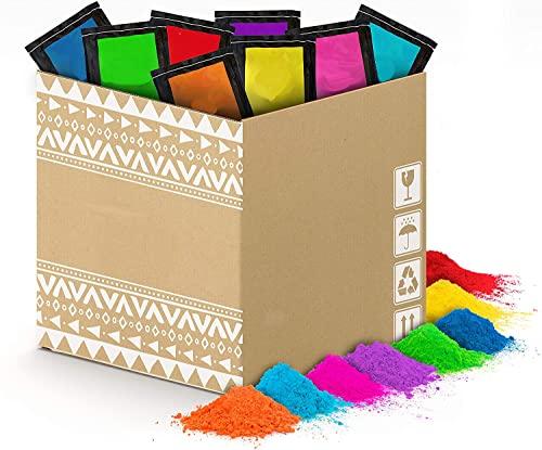 ANFEL Polvere Colorata Holi - 8 kg di Colori Misti (80 Sacchetti da 100g)