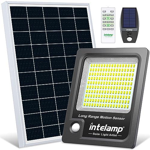 INTELAMP Faro LED Solare da Esterno 3000LM con Sensore e Telecomando