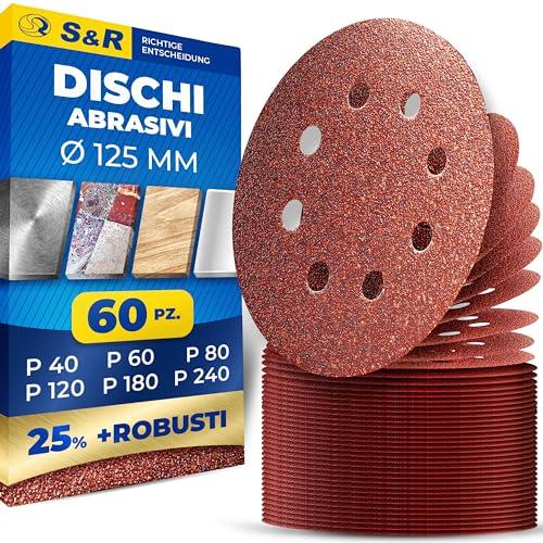 S&R Dischi Abrasivi 125mm, Grana Assortita (40-240), 60 Pezzi