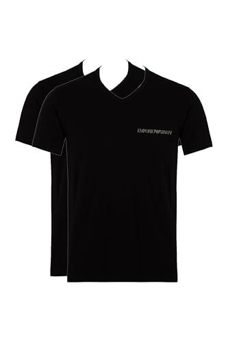 Emporio Armani 2-Pack T-Shirt Scollo a V Uomo, Nero/Nero