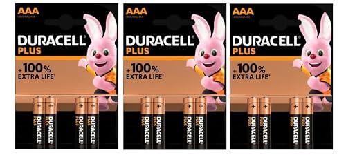 Duracell Plus AAA Alcalina - Confezione da 12 Batterie (3 Blister da 4)