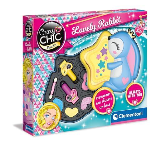 Clementoni - Crazy Chic - Lovely Make Up: Rabbit - Trousse, Set Trucchi Bambina Sicuri E Anallergici, Set Cosmetici Bambine 6 Anni, Smalti E Ombretti, Facilmente Lavabile con Acqua