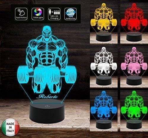Lampada LED Bodybuilding Personalizzabile - 7 Colori, Idea Regalo Palestra