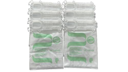 PIESSEONLINE 6 Sacchetti per Aspirapolvere compatibili con Vorwerk Folletto VK135/136