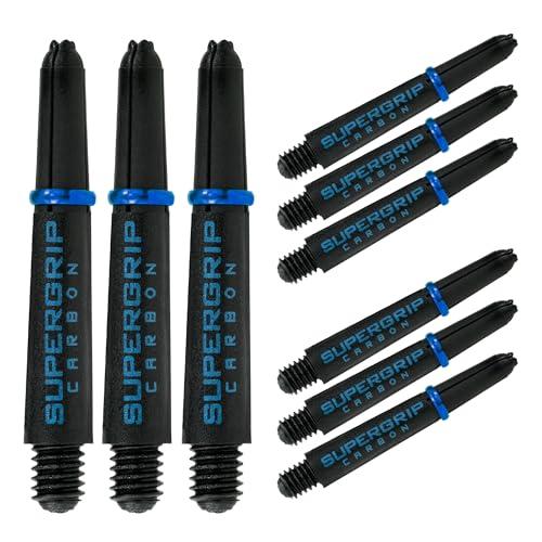 Harrows Set di 3 Freccette in SuperGrip Carbon, 9 aste in Totale, Disponibili in 3 Misure, in Materiale Composito di Carbonio Resistente, Colore Verde Acqua Corta