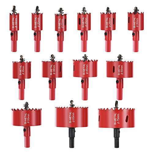 Flintronic Kit Seghe a Tazza Bimetalliche, 13 Pezzi (18-75mm) con Adattatore