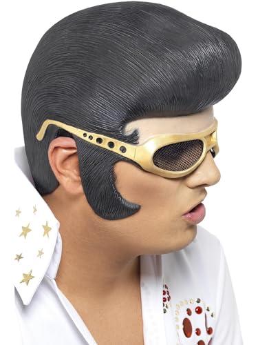 Smiffys Copricapo Elvis Nero con Capelli e Occhiali da Sole Dorati