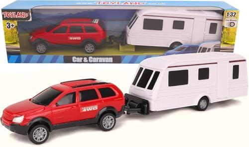 Toyland® Set Auto e Roulotte 1:32 - Rosso
