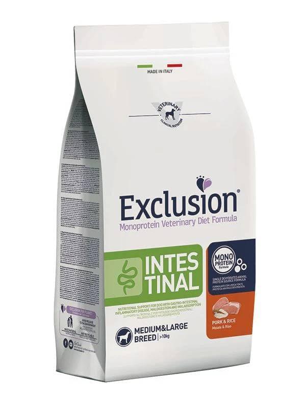 Exclusion Veterinary Diet Intestinal Maiale e Riso Medium/Large Cane - 12 kg