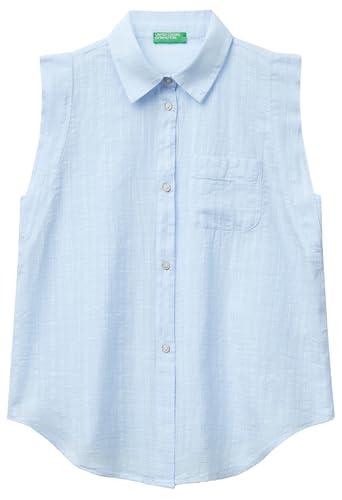 United Colors of Benetton Camicia smanicata in garza con nodo