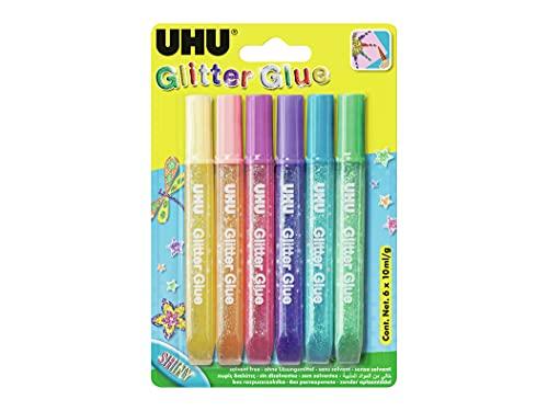 UHU Glitter Glue Shiny 6 x 10 ml, Assortiti