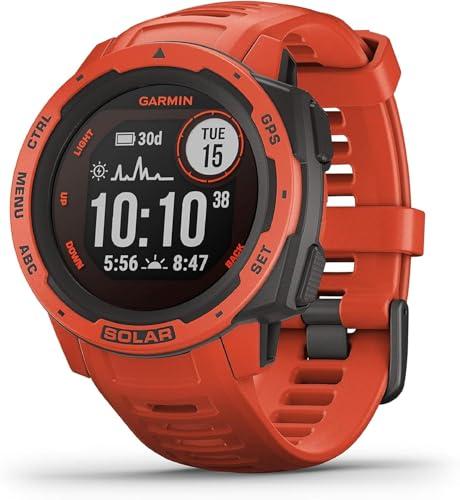 Garmin Instinct Solar, Flame Red - Smartwatch GPS Ultra-Resistente con Ricarica Solare