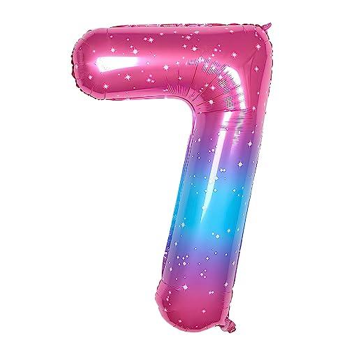 Palloncino Foil Numero 7 Rosa-Blu Gradiente 101cm