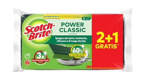 Scotch-Brite Power Classic Spugna Abrasiva Antibatterica 2+1 Gratis