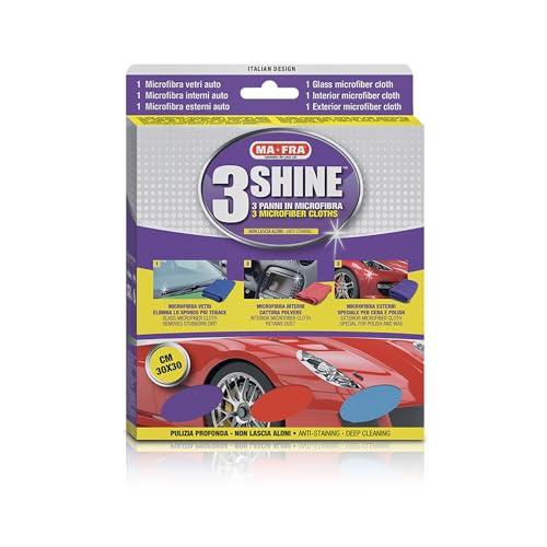 Ma-Fra 3Shine - Tris Panni Microfibra per Auto: Vetri, Interni ed Esterni