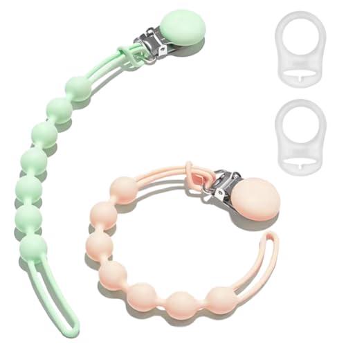 kina - Set Salva Ciuccio con Clip metallica e Adattatori Trasparenti, Catenelle porta Ciuccio Anticaduta | Adattatori | Ideali per Neonati e Bambini Piccoli