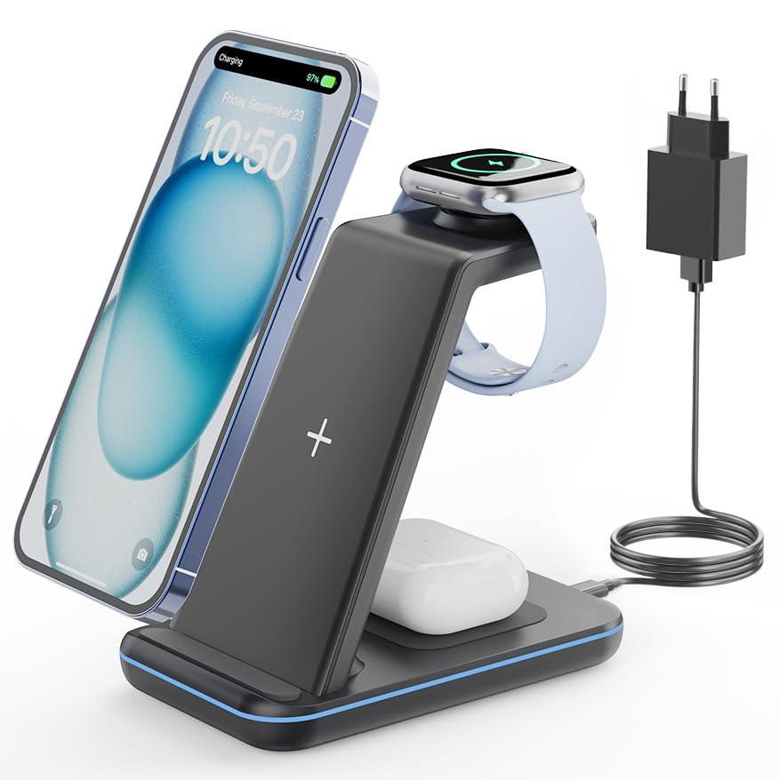 Stazione di Ricarica Wireless 3 in 1 GEEKERA per Dispositivi Apple