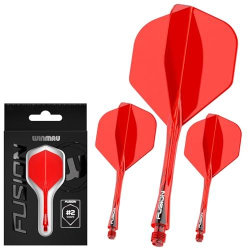 WINMAU Freccette Fusion - Sistema Integrato di Volo e Albero - Forma No.2, Rosso, Media Lunghezza