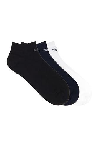 Emporio Armani CALZINI UOMO CASUAL COTONE 3 PACCHETTI SNEAKER MULTICOLOR L/XL, BIANCO/NERO/MARINO, L-XL