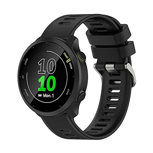 Wownadu Cinturino Compatibile con Garmin Forerunner 55/158 / 245/165 / 645, 20mm Cinturino Universale Ricambio, Regolabile Cinturini Sportivo Nero