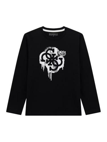 GUESS Maglietta a Maniche Lunghe Nera per Bambini e Ragazzi