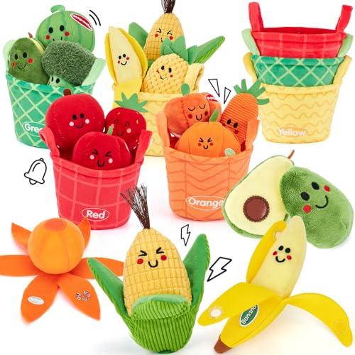 Hahaland Giochi Bambini 1 Anno - Set di Frutta e Verdura in Peluche con Sonaglio e Cestino