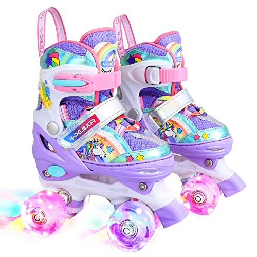 Pattini a Rotelle Bambina Unicorno Regolabili con LED