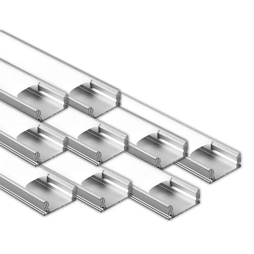 V-TAC 10x Profili LED Rettangolari in Alluminio da 2 Metri con Copertura Opaca