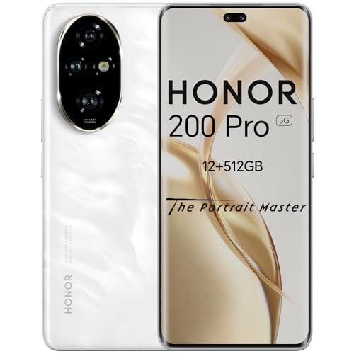 HONOR 200 Pro Smartphone 5G Android 14 Dual SIM NFC, 12GB RAM 512GB, AMOLED da 6.78 pollici display Eye Comfort con Snapdragon 8s Gen 3,50MP,5200 mAh, Moonlight White [Versione italiana]