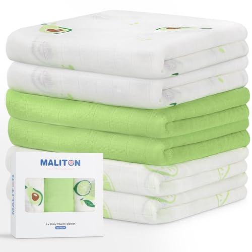 Maliton Mussole Neonato, 6 Pz 70x70cm - Panni in Mussola Morbidi