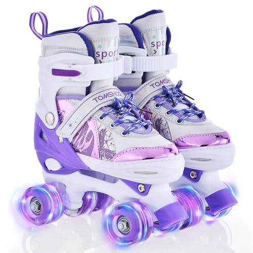 TOMSHOO Pattini a Rotelle Regolabili per Bambini - Taglia M, Viola
