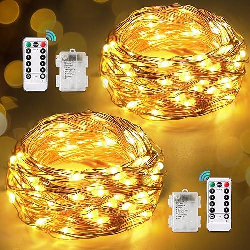 GARITE Luci Natale Esterno Batteria, 2 x 12M 120LED - Illuminazione Festiva per Interni ed Esterni