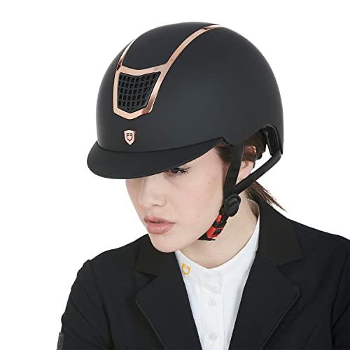 Equestro - Casco Ultra-Light EQUESTRO Colore - Nero-Dorato, Taglia - L (59-61cm)