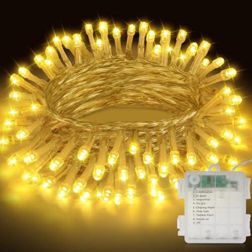 Realky Luci Albero di Natale a Batteria, 11M 110LED Bianco Caldo