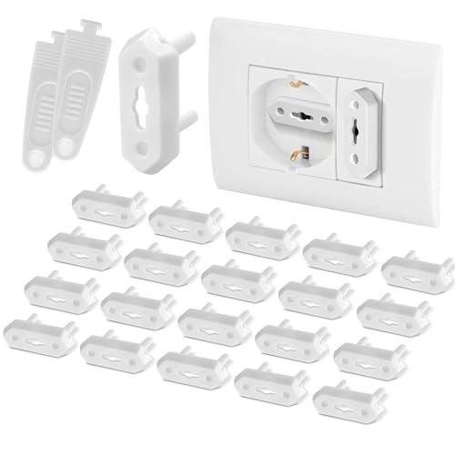 MiniHugs Copri Prese Corrente per Bambini - Set 20 Tappi Prese Elettriche Bambini + 2 Chiavi