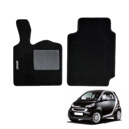 Serie 2 Tappeti - Tappetini in Moquette Neri per Smart Fortwo 451 (2007-2014)