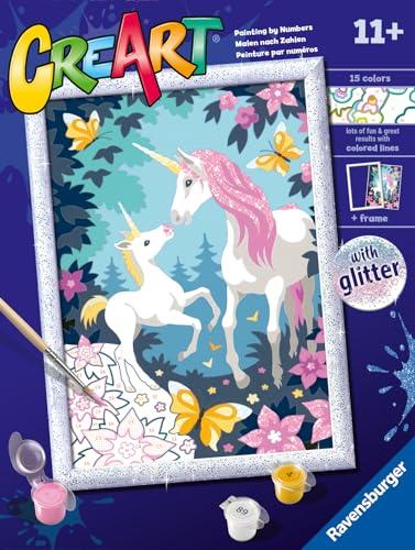 Ravensburger CreArt Serie D - Unicorni Glitterati: Kit Pittura con i Numeri per Bambini