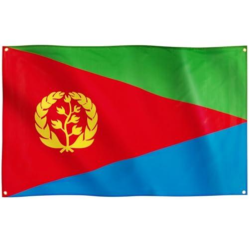 Runesol Bandiera Eritrea, 91x152cm, 3ft x 5ft, 4 Occhielli, 1 Occhiello in Ogni Angolo, Bandiera Stato Eritreo, Interno, Esterno, Colori Vividi