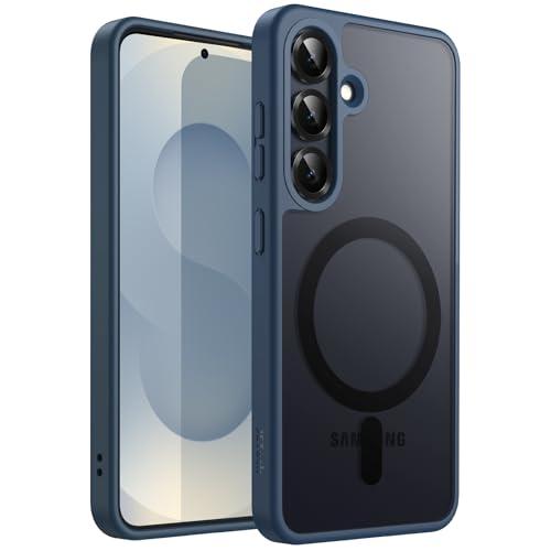 JETech Cover Magnetica per Samsung Galaxy S25 5G, Compatibile con MagSafe, Traslucida Opaco Retro Antiurto Cellulare Custodia (Blu Tempesta)