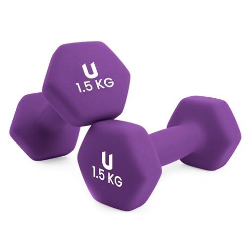 Unycos - Set di 2 Manubri Antiscivolo in Neoprene da 1,5 kg - Viola
