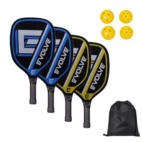 Set Pickleball con 4 Racchette, 4 Palline e Borsa - Giallo