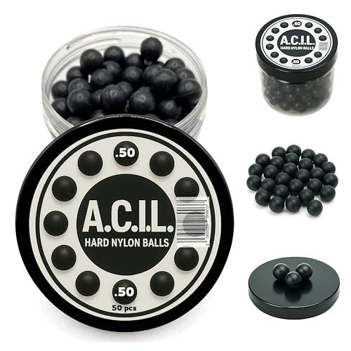 50 Palline Dure in Nylon Calibro 50 per Paintball, Pistole RAM e Autodifesa