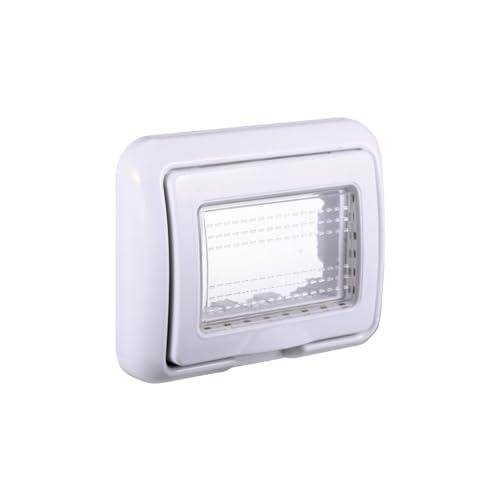 Placca con Coperchio Idrobox IP55 Compatibile Bticino Living Light - 3 Posti Bianco