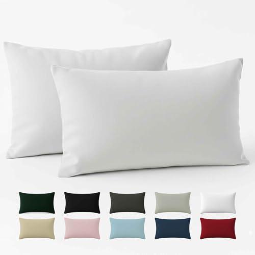 Federe 30x50 cm in Cotone Rinforzato Bianco - Set da 2 - Dreamzie