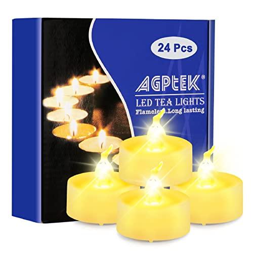 AGPTEK Candele a LED con Timer - Set da 24, Giallo Tremolante