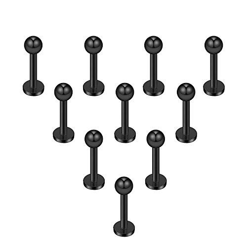 Briana Williams 10 pz Anello Labret Acciaio Chirurgico Nero
