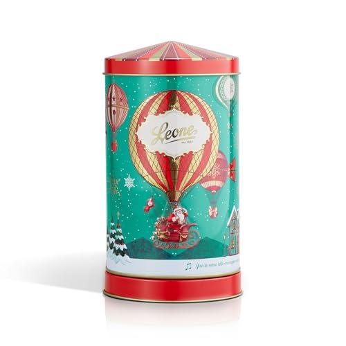 Leone dal 1857 - Latta Carillon con Gelatine ricoperte di Cioccolato Fondente - Edizione Limitata Natale in Mongolfiera - Latta con Carillon da 130 gr